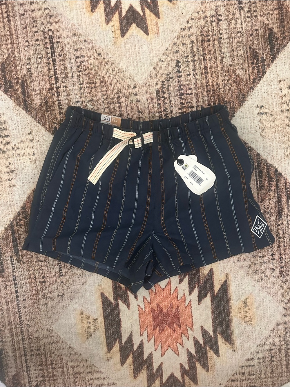Prana Navy Blue Striped Athletic Shorts